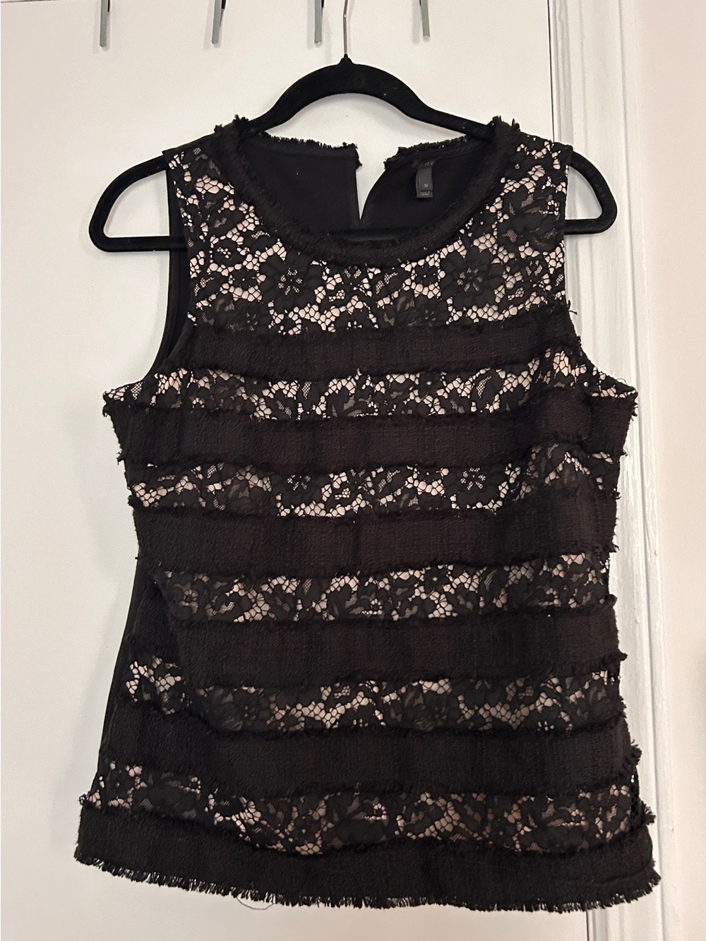 J Crew Sleeveless Black Lace Classic  Top